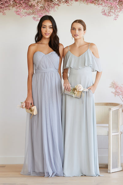 silver bridesmaid dress